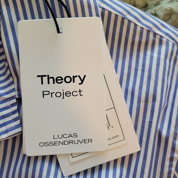 Theory Project Lucas Ossendrijver Men's XS Blue Multi Sleek Striped Shirt - Picture 8 of 12